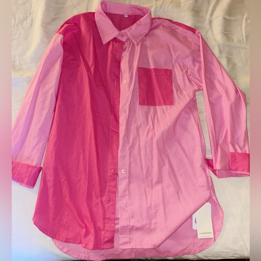 Commonsense button down top - PINK